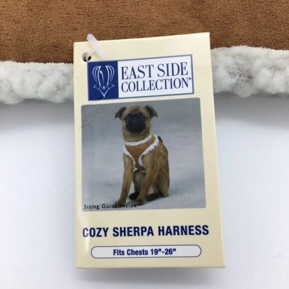East Side Collection Cozy Sherpa Dog Pet Harness Faux Suede Size Large NEW